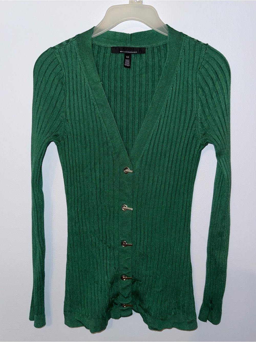 White House Black Market WHBM Green Ribbed Cardigan Size XS